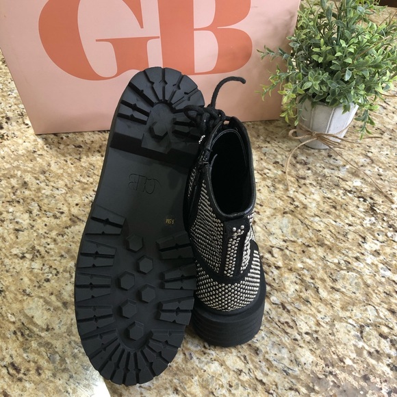 Gianni Bini Silver Studded Non-Stop Chunky Platform Black Boots 9.5 wore once - Picture 8 of 10